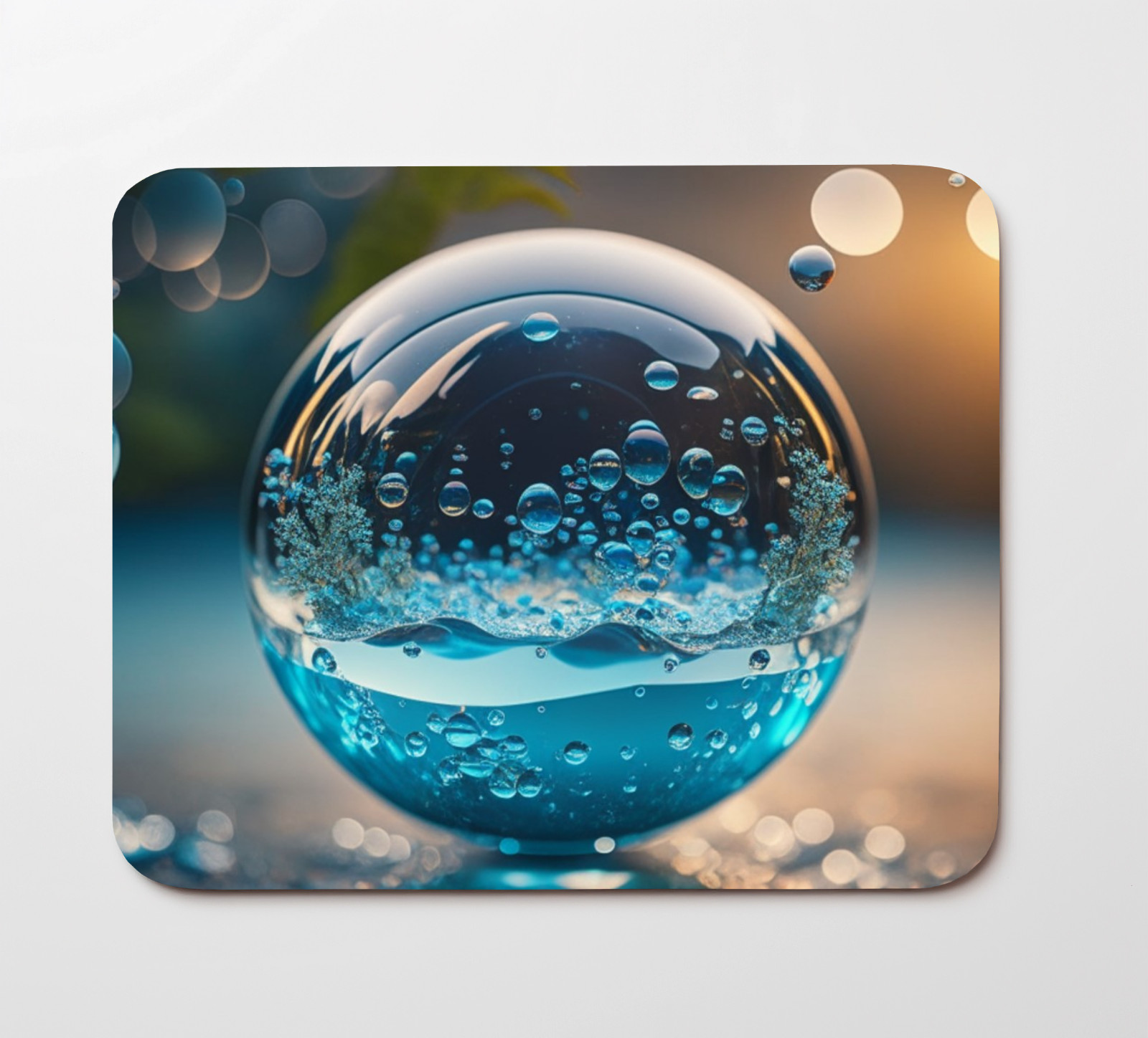 Blue Water Bubble Mouse Pad 9.5"x8" Non Slip Rubber Bottom Rectangle Mousepad