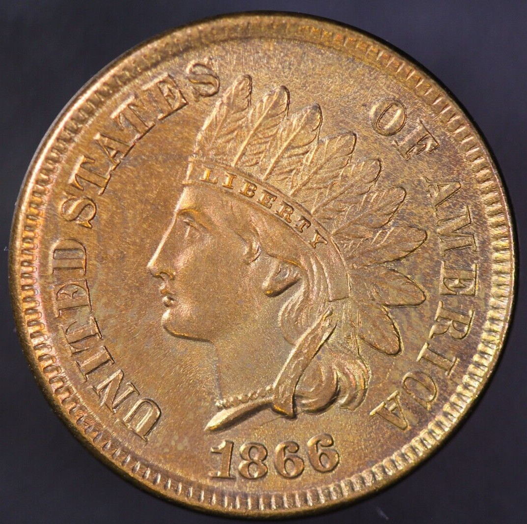 1866  INDIAN CENT - FRESH FROM AN OLD COLLECTION - LOT AA-8084