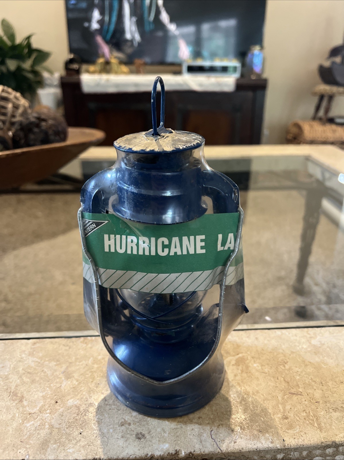 Vintage NOS Lee Tools Hurricane Blue Lantern Paraffin Only Use 7.25”