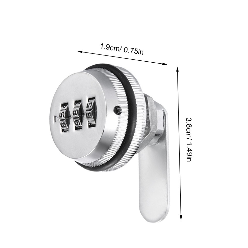 Silver Mailbox Cam Lock with 3-Dial Code Keyless Durable for Home Use