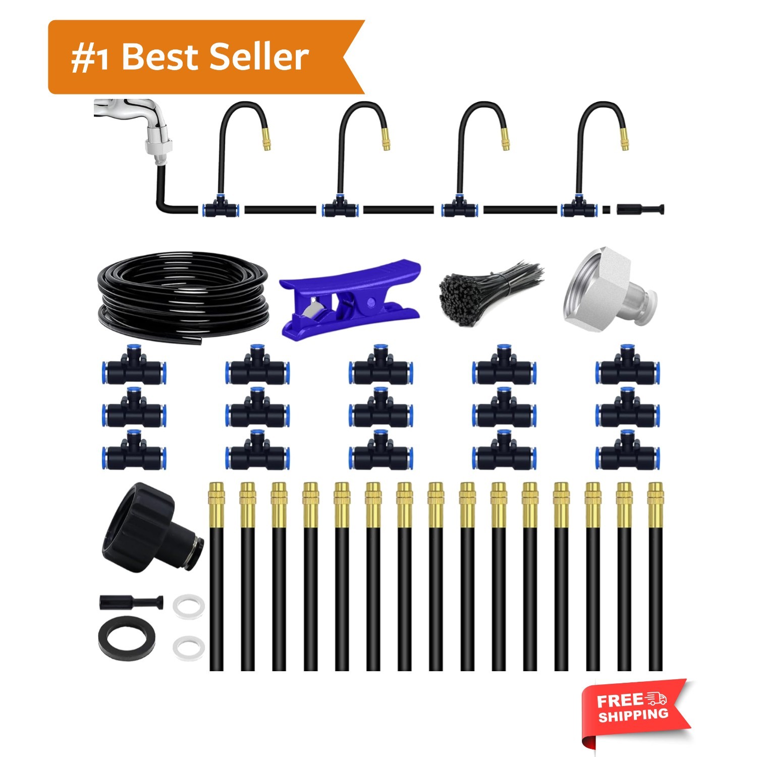 49.21Ft Drip Irrigation System, 360° Bendable Drip Irrigation Kit Automatic I...