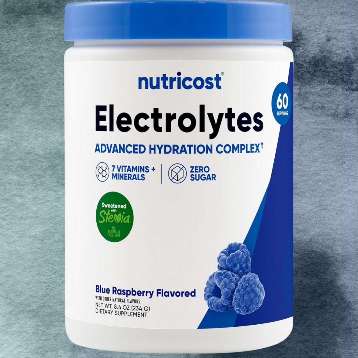 Nutricost Electrolyte Complex Hydration Powder (60 Servings, Blue Raspberry)