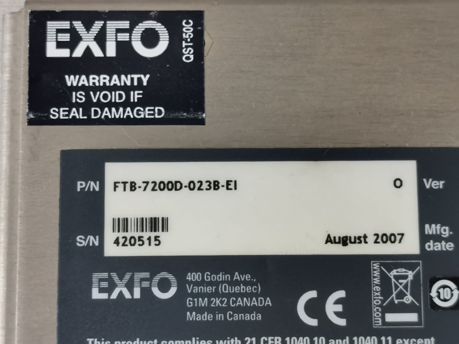 EXFO FTB-7200D/FTB-7200D-023B-E1 SM OTDR Module