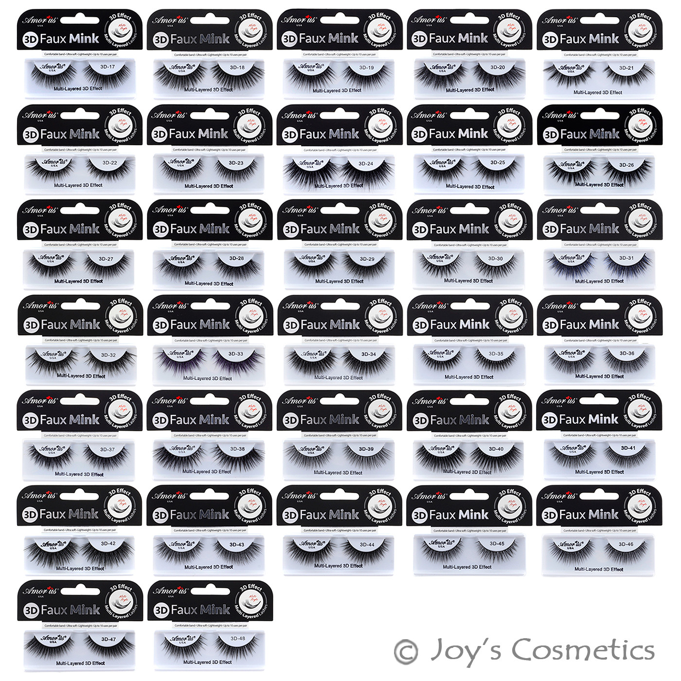 6 AMOR US 3D Effect Faux Mink False Eyelashes - Multi Layered "Pick Your 6 Type"
