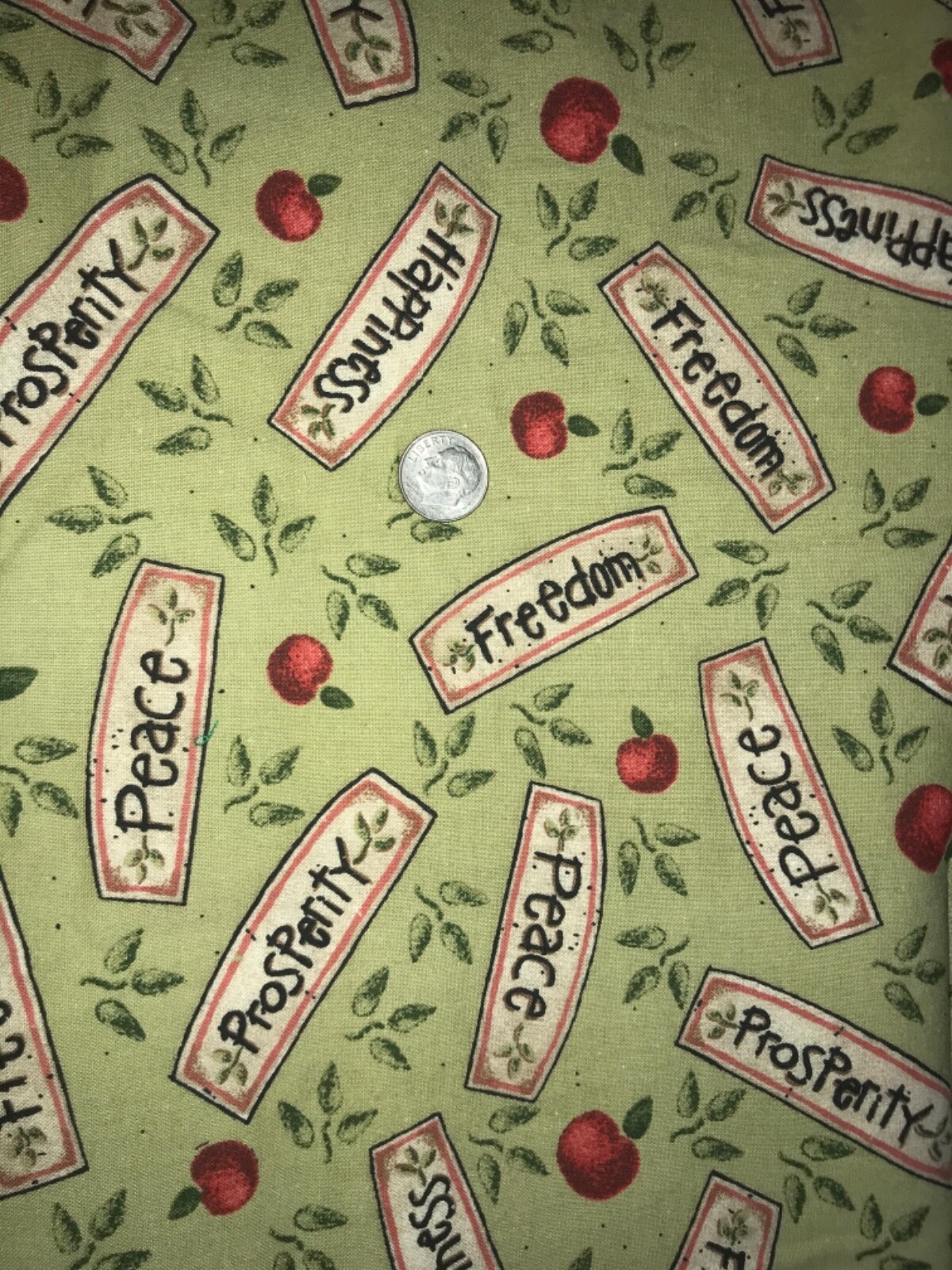 Apple Tree All Over Words Quilt, Sew, Fabric By Daisy Kingdom Fabrics - 1 1/2 yd