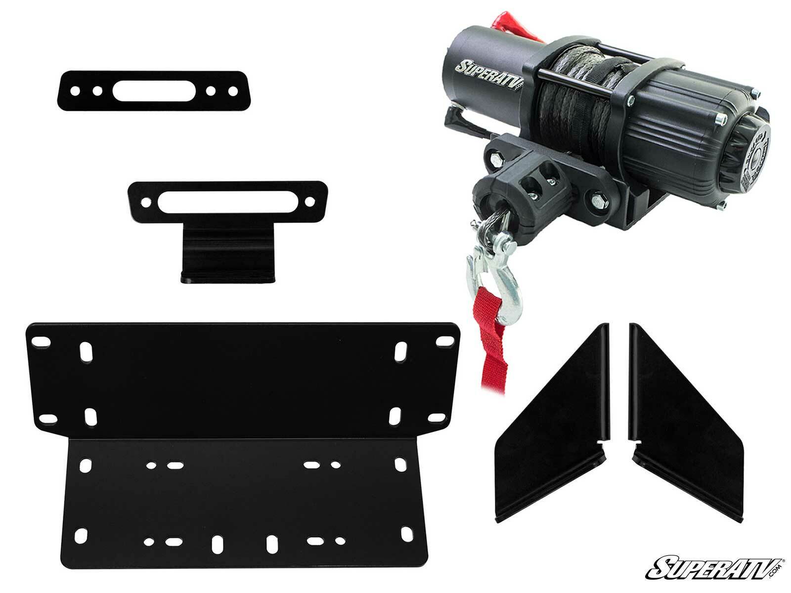 SuperATV 3500 lb. Winch & Mounting Plate for Kawasaki Teryx 800 / 4 (2014+)