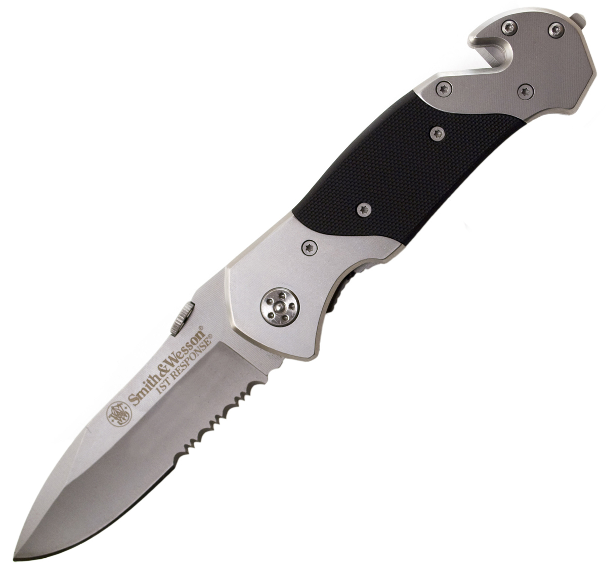 Smith & Wesson First Response Serrated Folder w/ Belt Cutter Glass Punch SWFRS