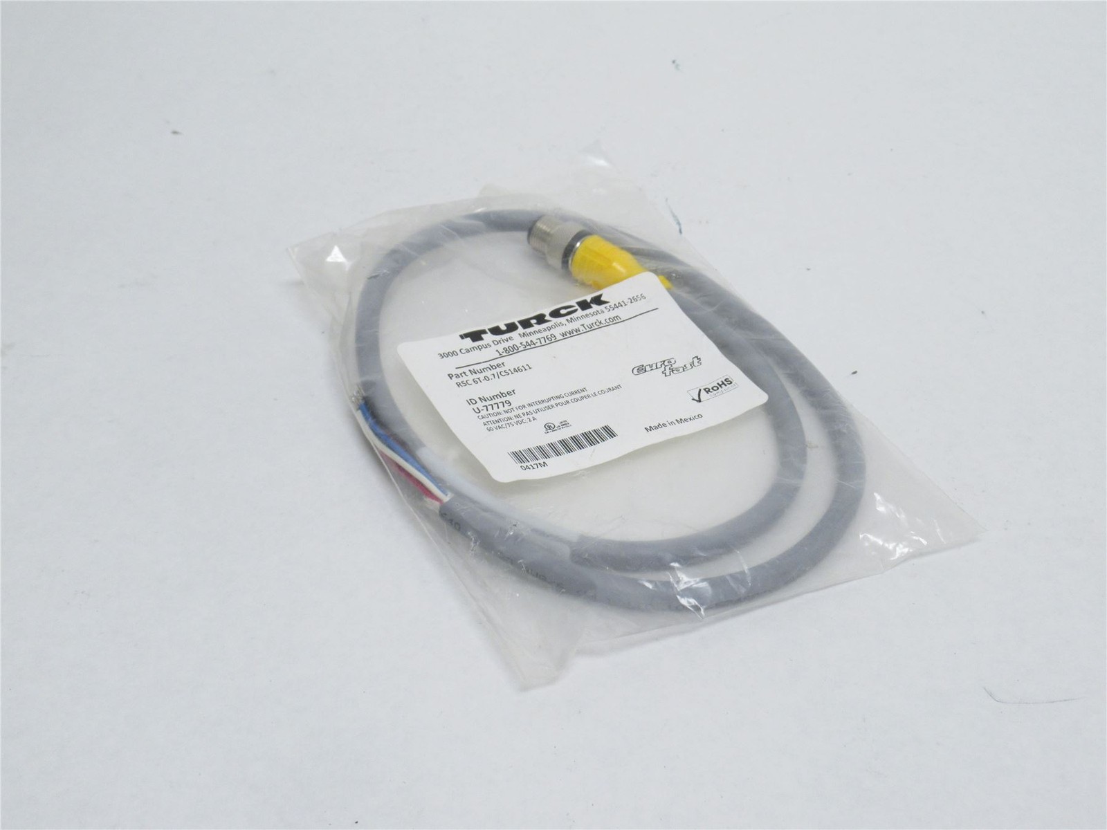 237875 New-No Box; Turck RSC 6T-0.7 Connector Cable U-77779; 6-Pin