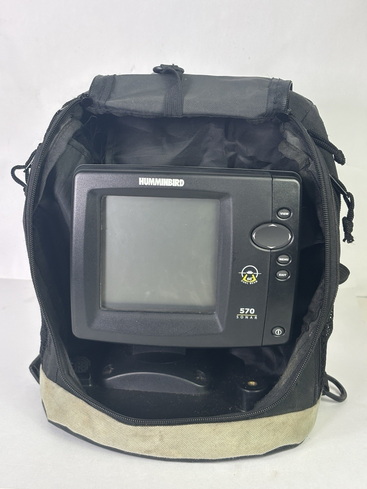 Humminbird 570 Dual Beam  Sonar Fish Finder Tested & Working with Battery & Bag