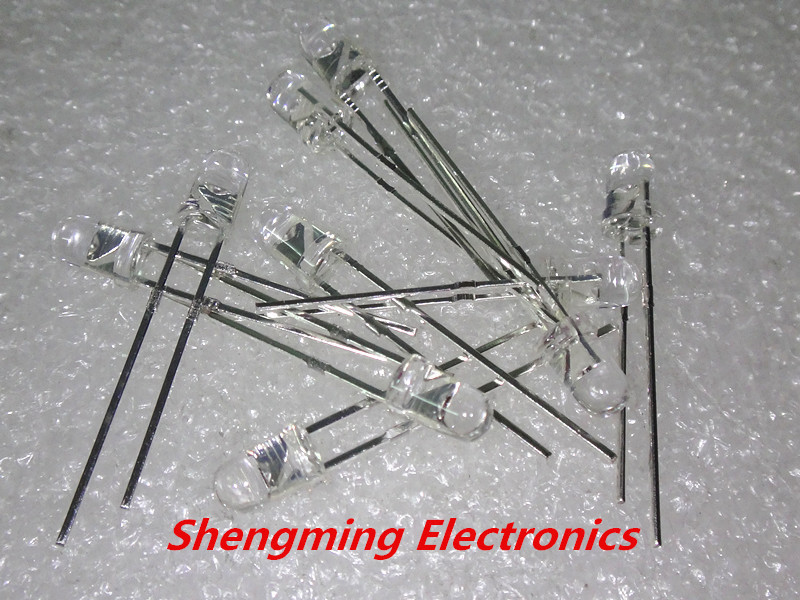 100pcs 3mm Round Pink LED water clear