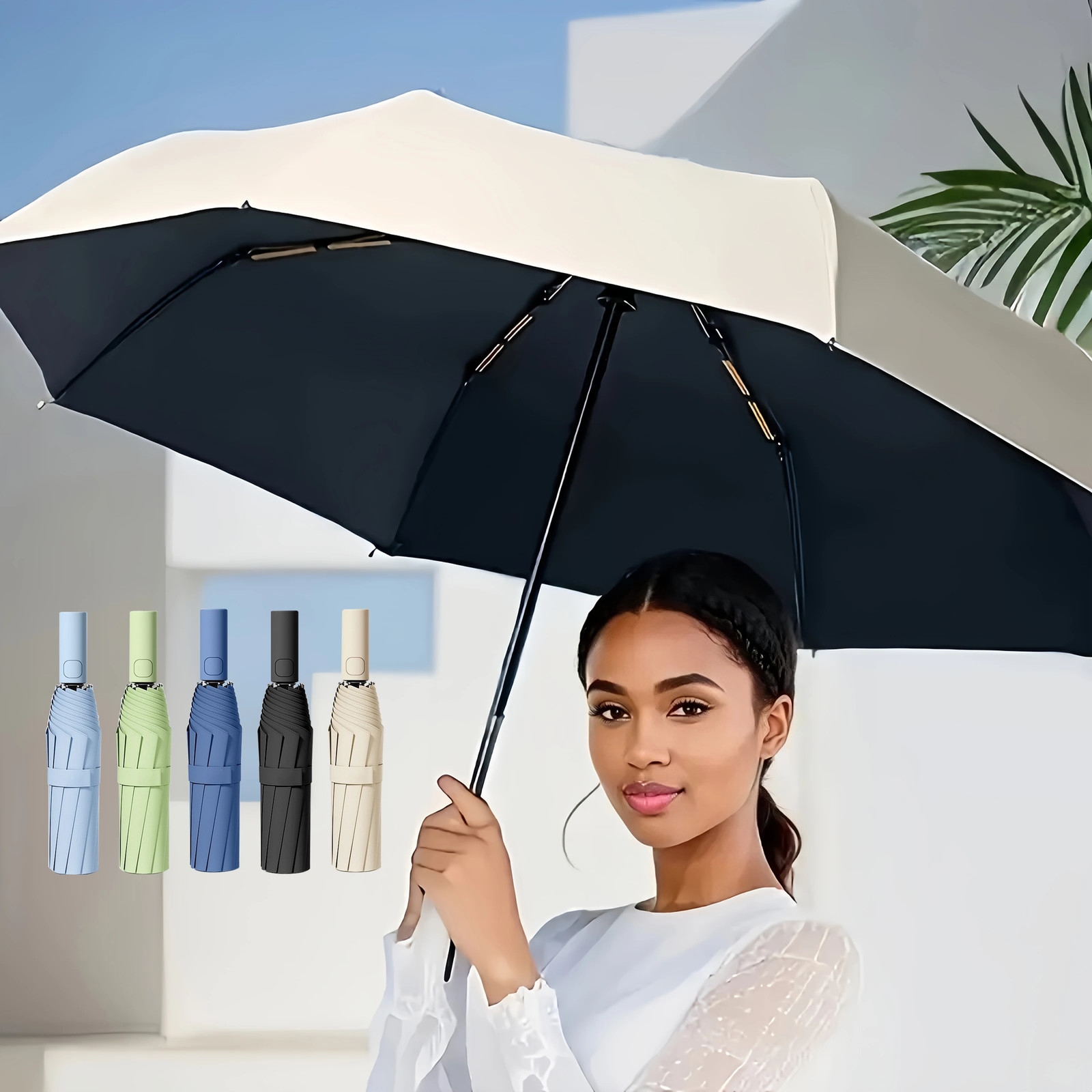 8k16Bones Automatic Windproof High Quality Folding Umbrella Men's Business Umbre