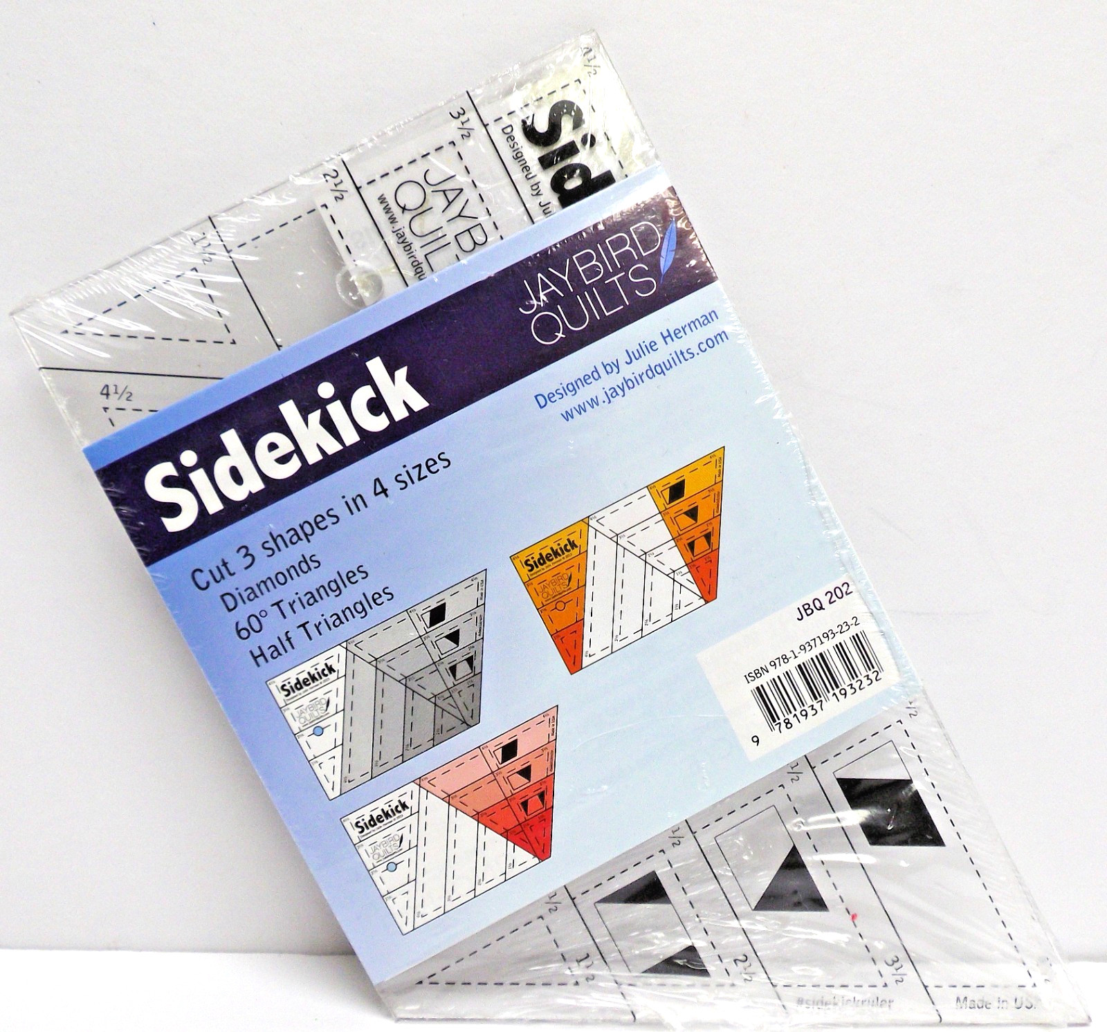 SIDEKICK Ruler Jaybird QUILTS Cuts 3 shapes in 4 sizes, Diamonds, Triangles