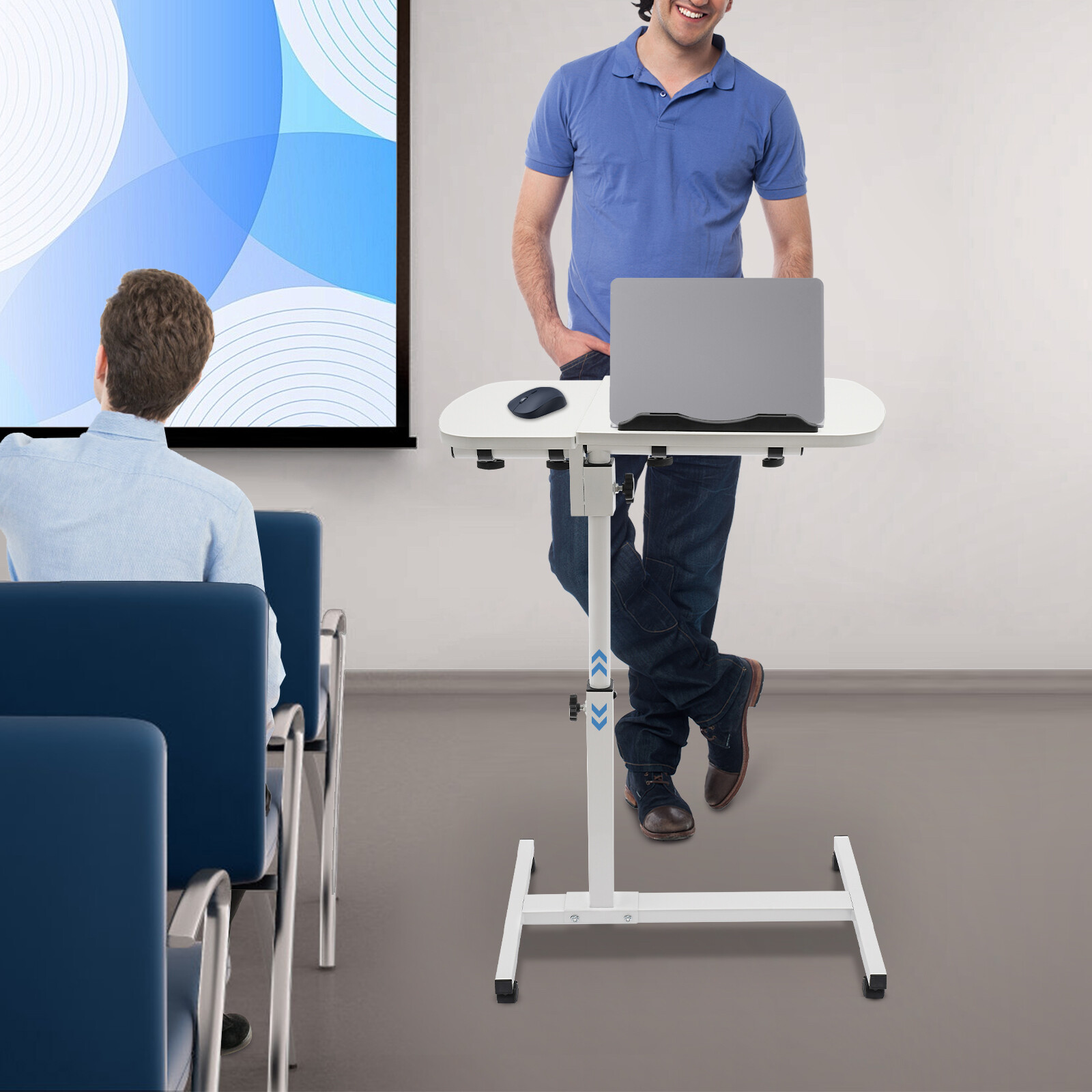 Adjustable Mobile Laptop Desk with Free Lifting and Rotating Features
