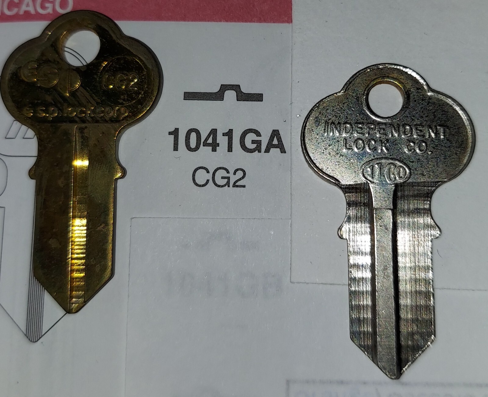 Chicago, 1041GA, 41GA, CG6, CG2, K4L, Vintage Key Blank.
