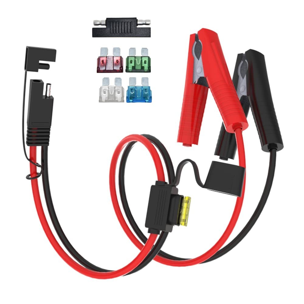ELFCULB 2FT 10AWG SAE to Alligator Clips Cable, Weatherproof, for Solar Cells...
