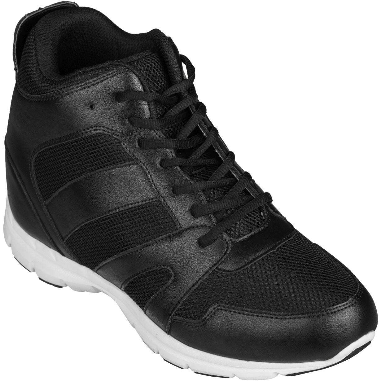 CALTO G3330 - 4 Inches Elevator Height Increase Mesh Upper Black Sporty Sneaker