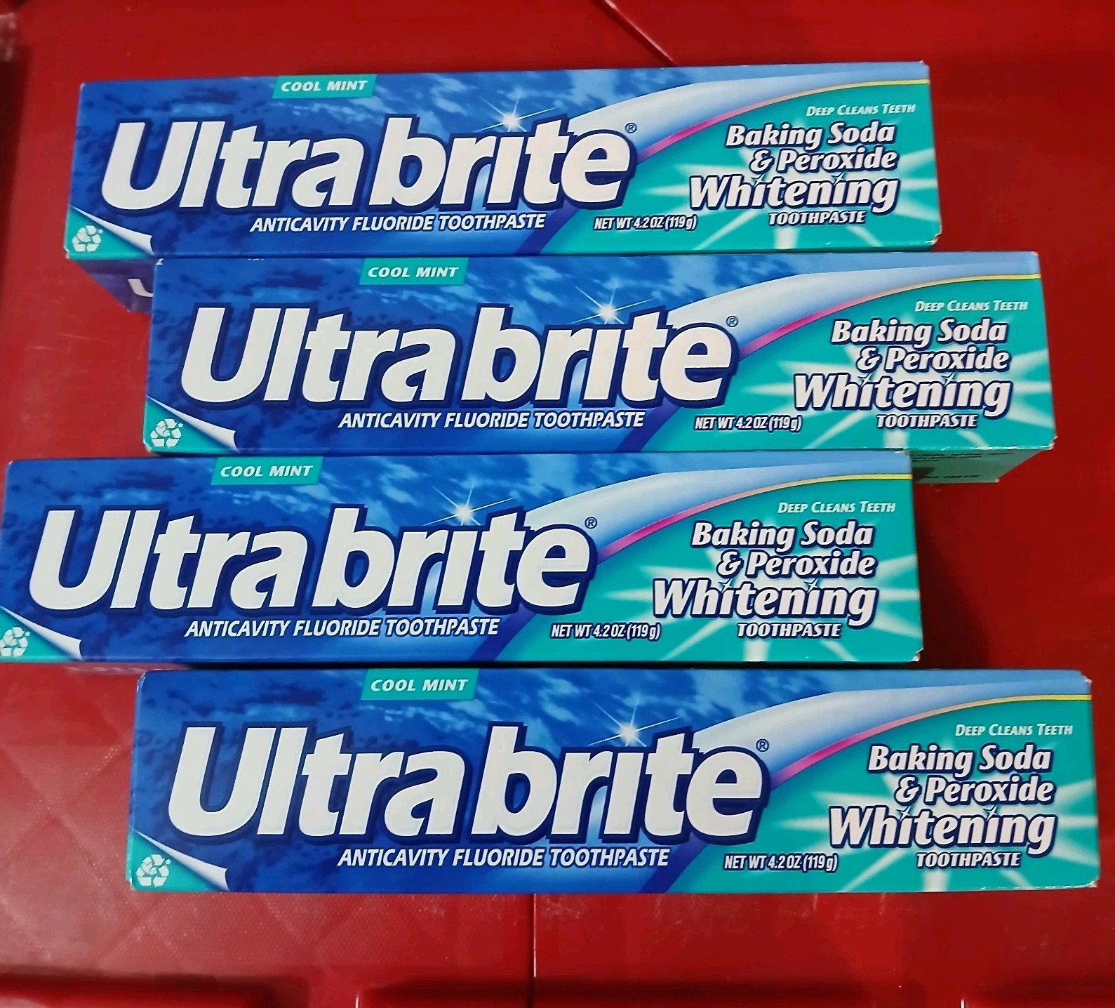 4  Ultra Brite Toothpaste Cool Mint Baking Soda & Peroxide Whitening Exp. 4/2028