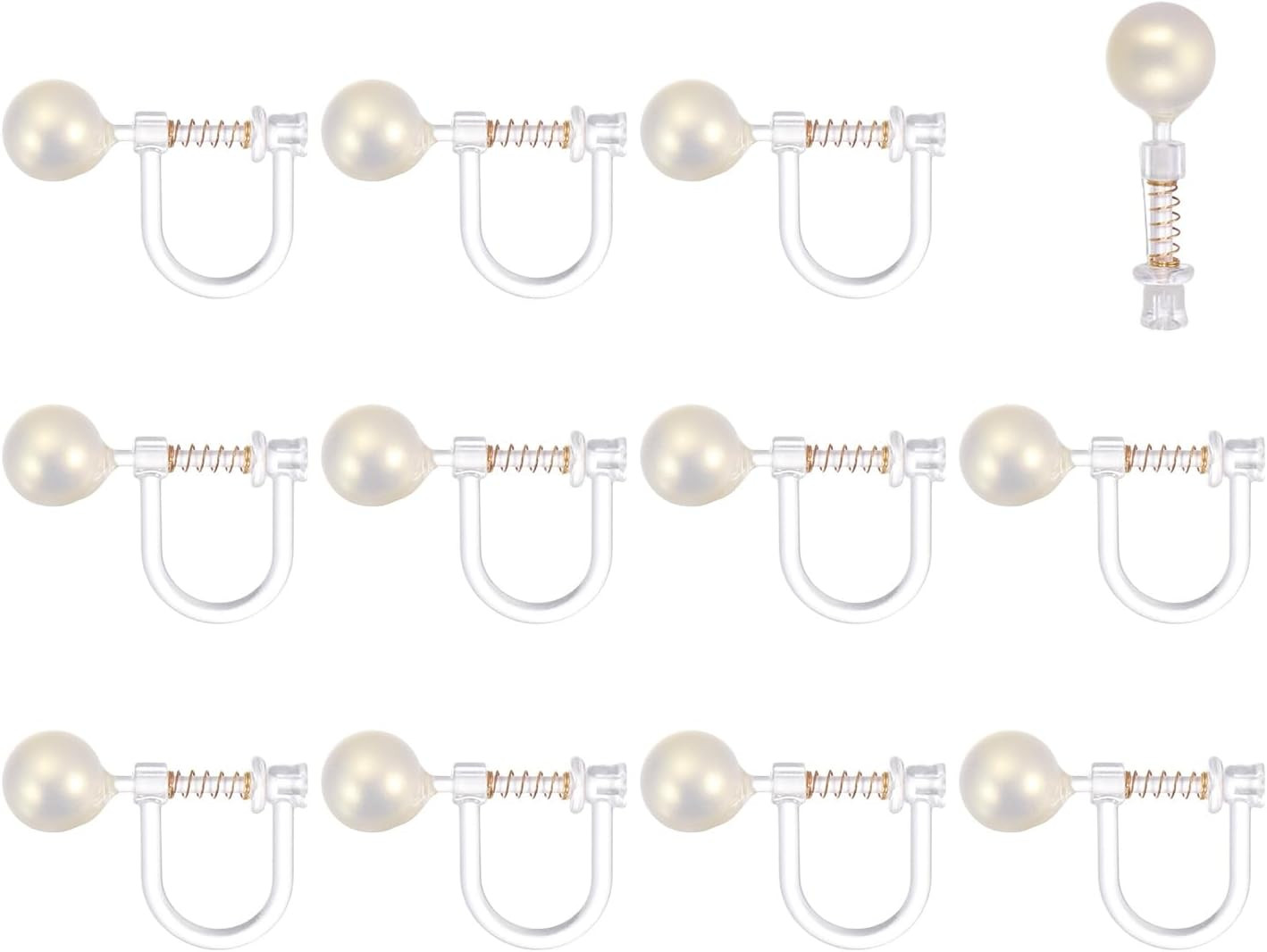Clip-On Earring Converters, U Type Clear Resin Earring Findings Components with