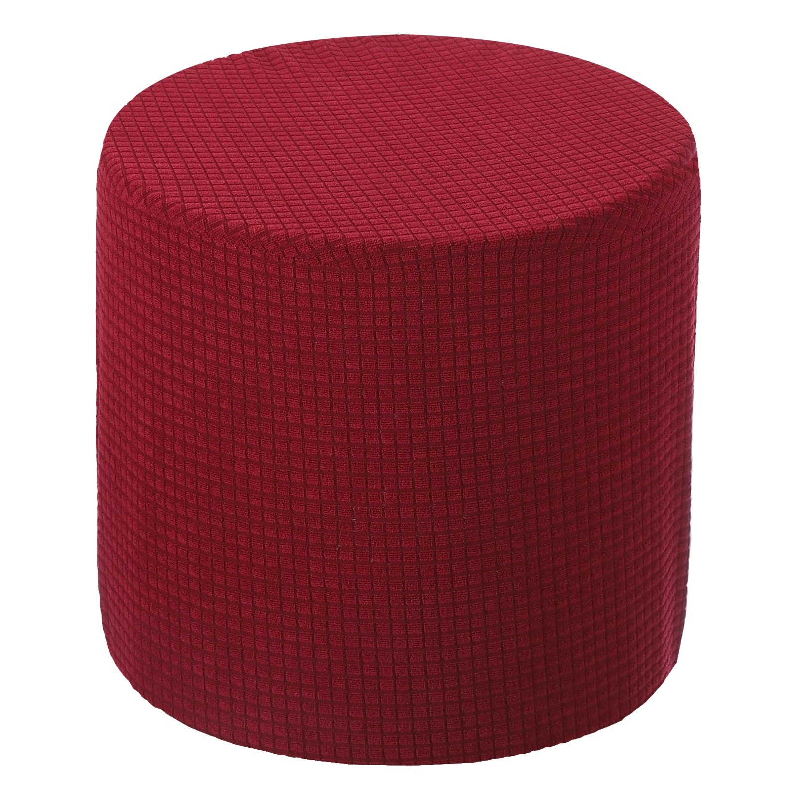 Ottoman Cover Round, Stretch Ottoman Slipcover Fit 9.8"-12.6" Wine Red