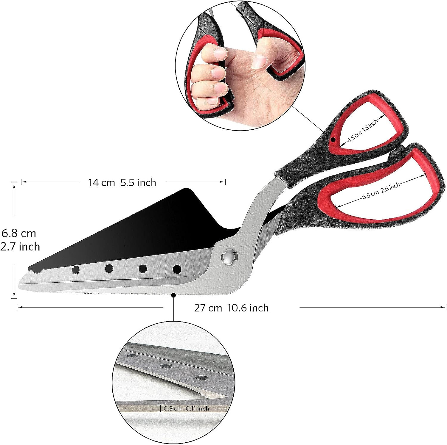 Pizza Scissors, Pizza Cutter, Ultra Sharp Detachable Blade with a Tray