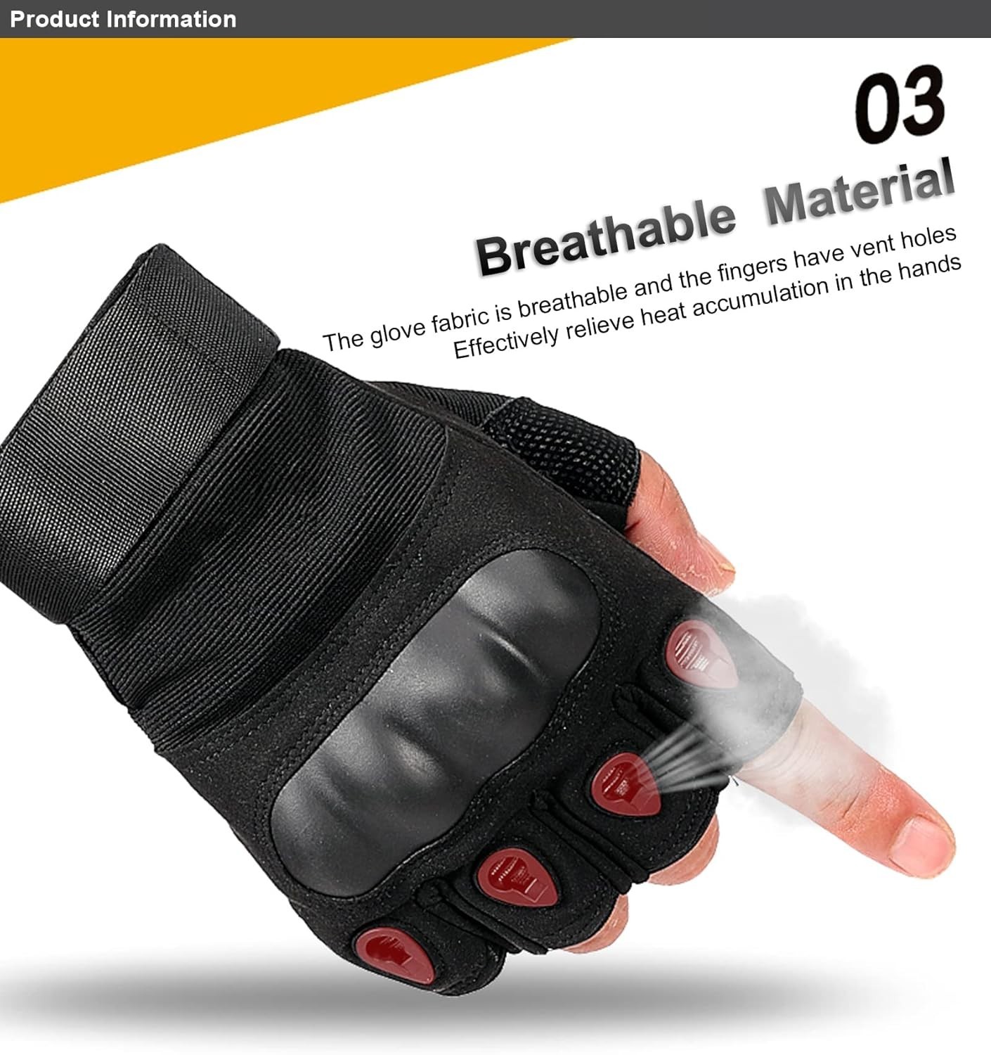 Durable Fingerless Workout Gloves with Knuckle Protection for Men - Black