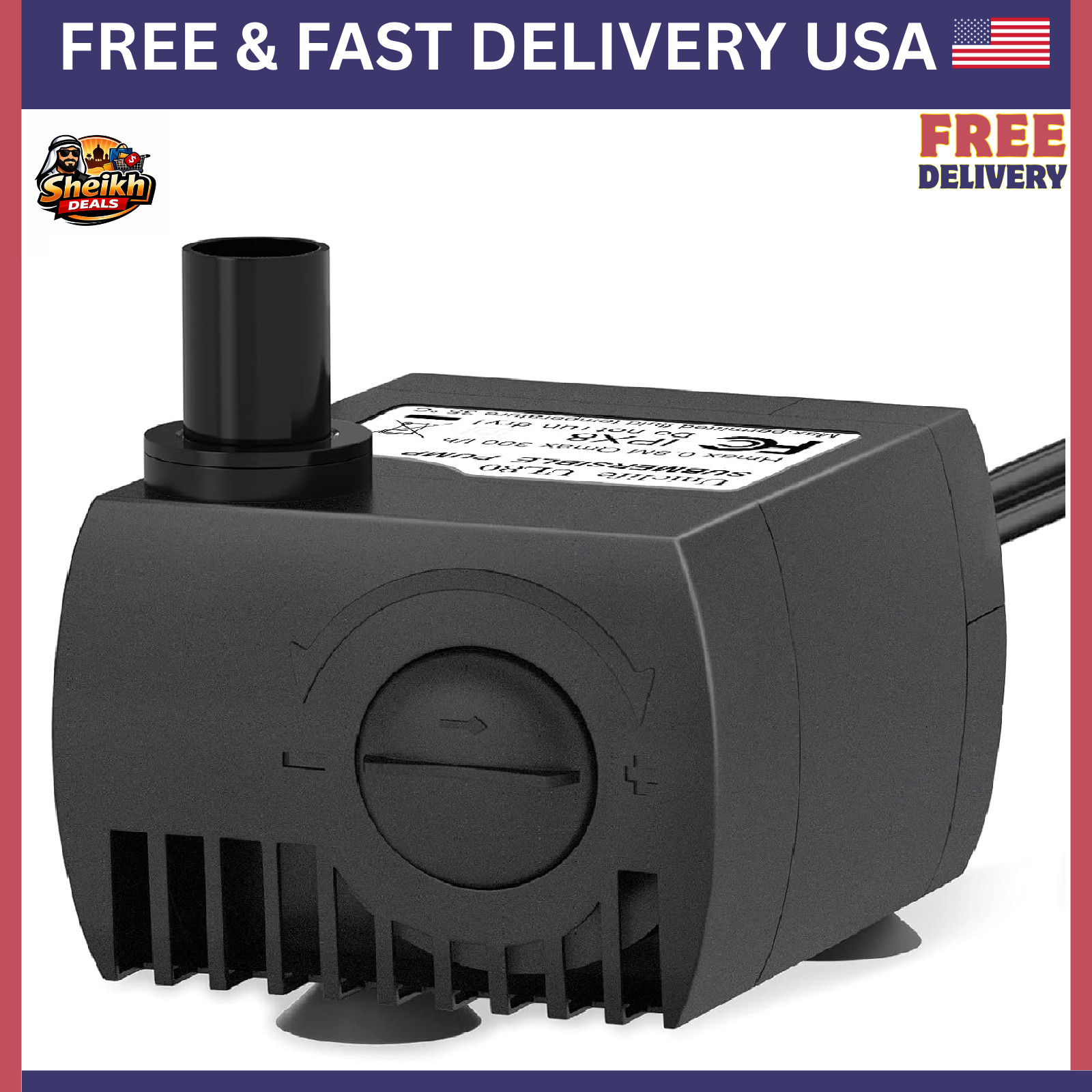 80GPH Small Fountain Water Pump for Aquarium Submersible Water Pump Fish Tank 4W