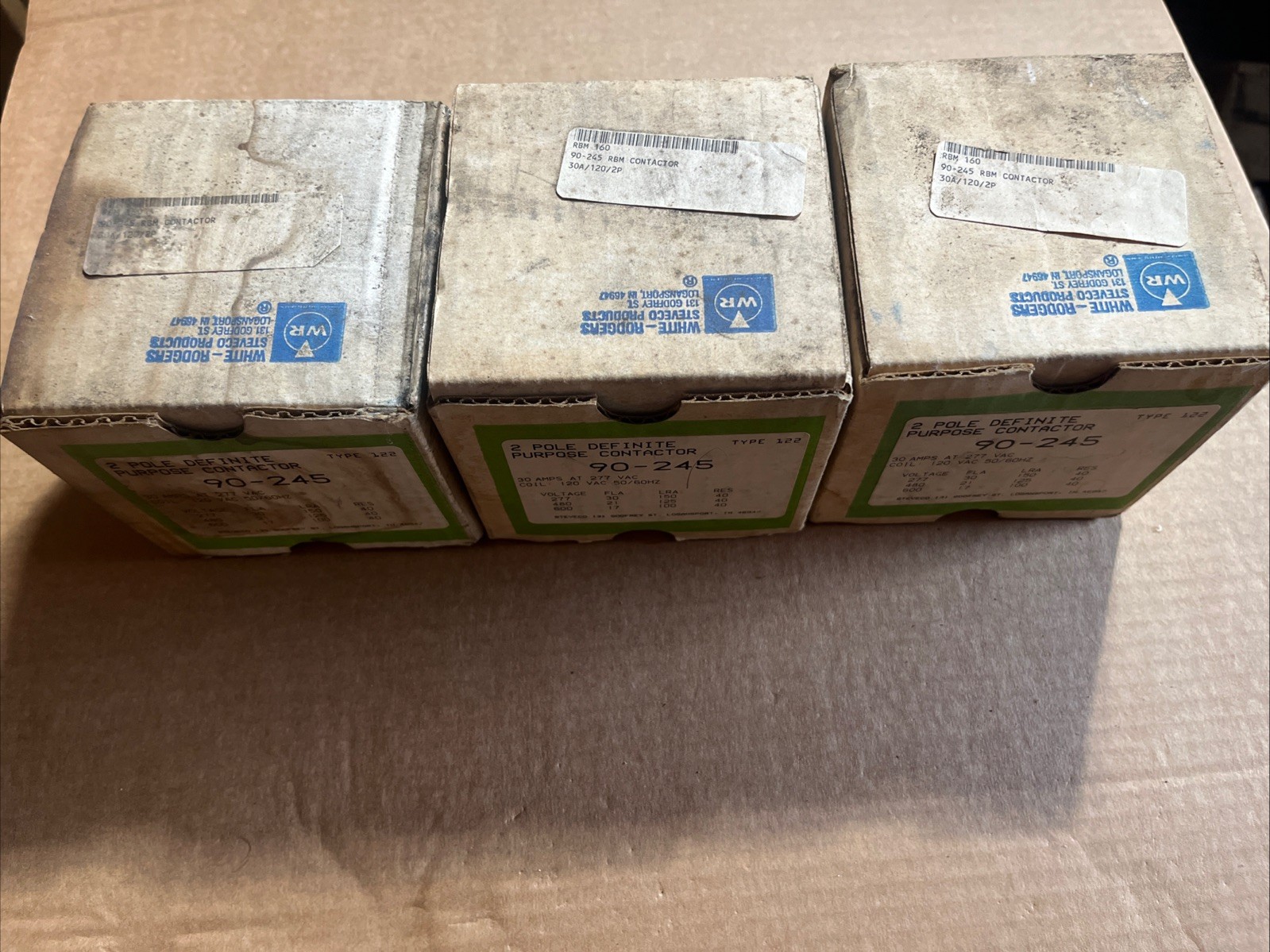 STEVECO Contactors #90-245  2 pole 120VAC 50/60HZ 30 amp@277 VAC Coil  Qty-3 NEW