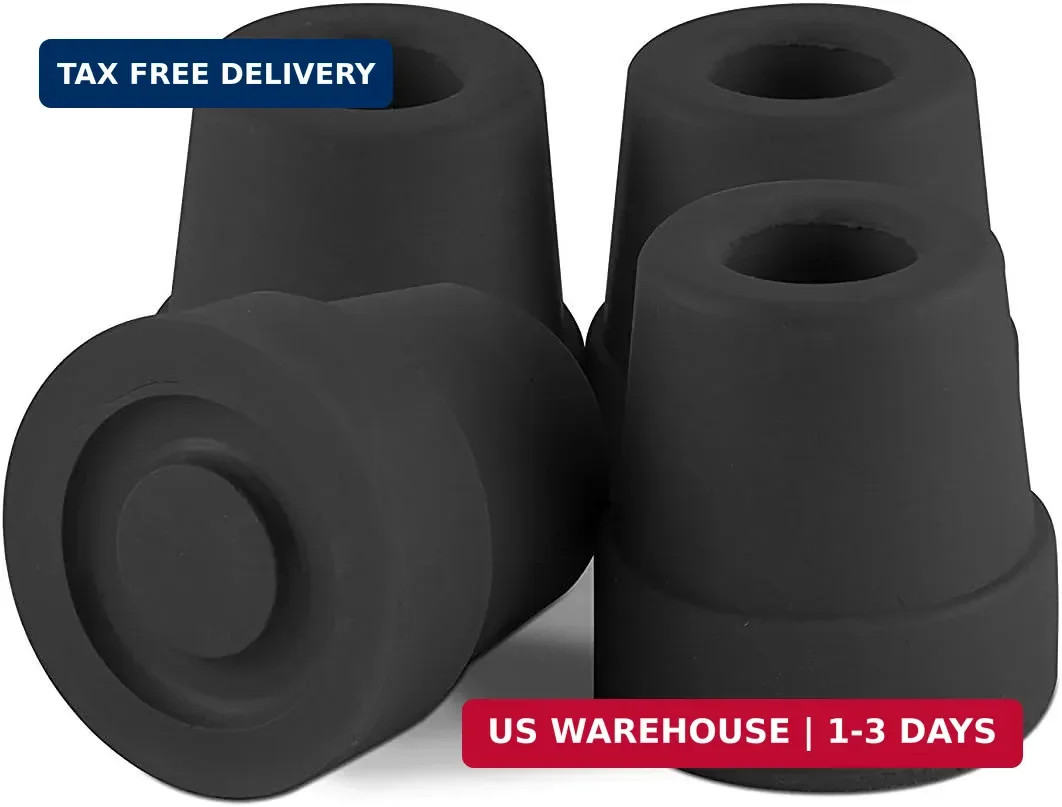 Replacement Quad Cane Tips, Black, 1/2 Inch