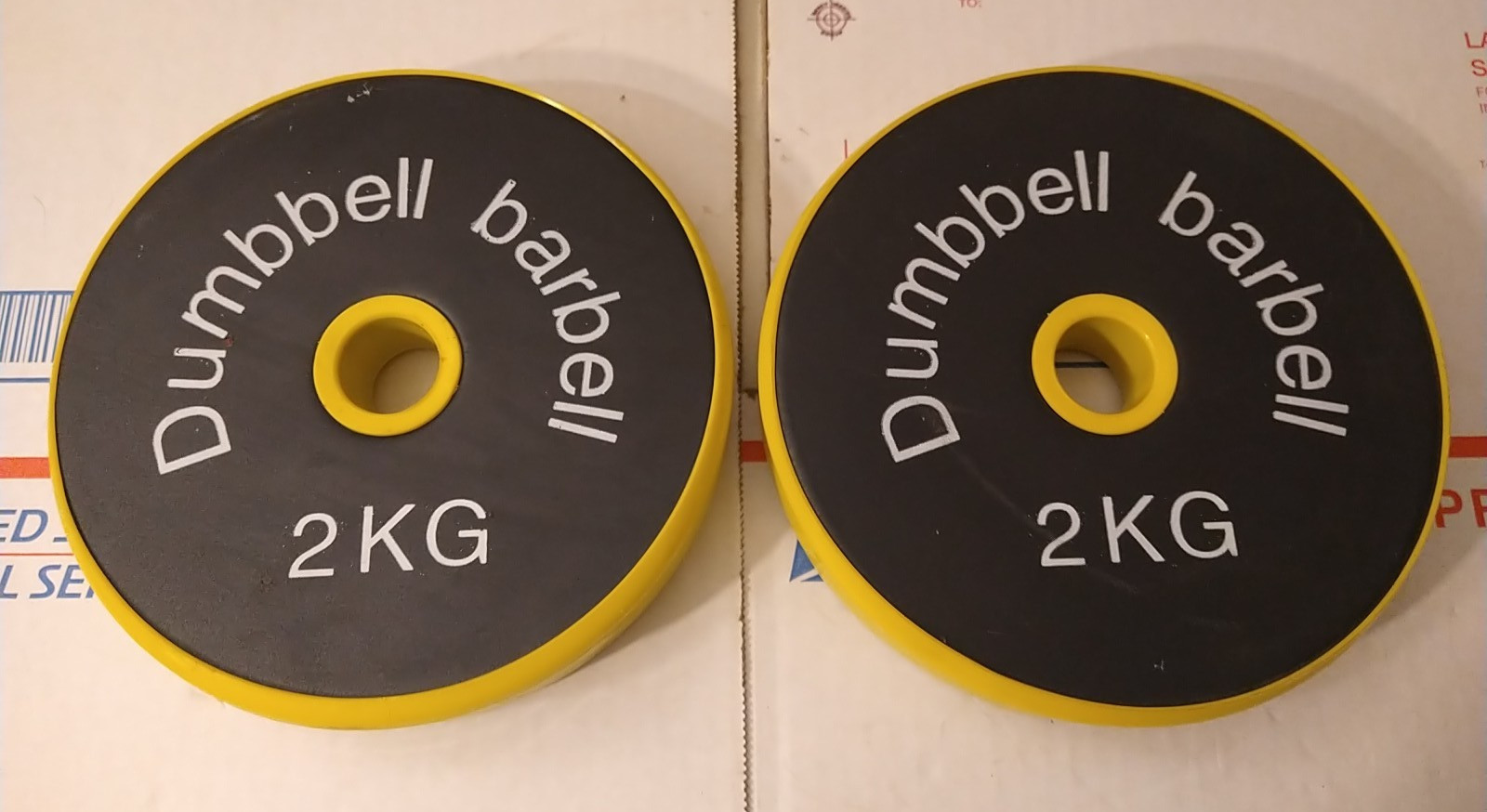 Dumbbell Barbell 2KG (4.4 pounds) Iron Weight Plates Set Of 2 - 1 " Hole Yellow