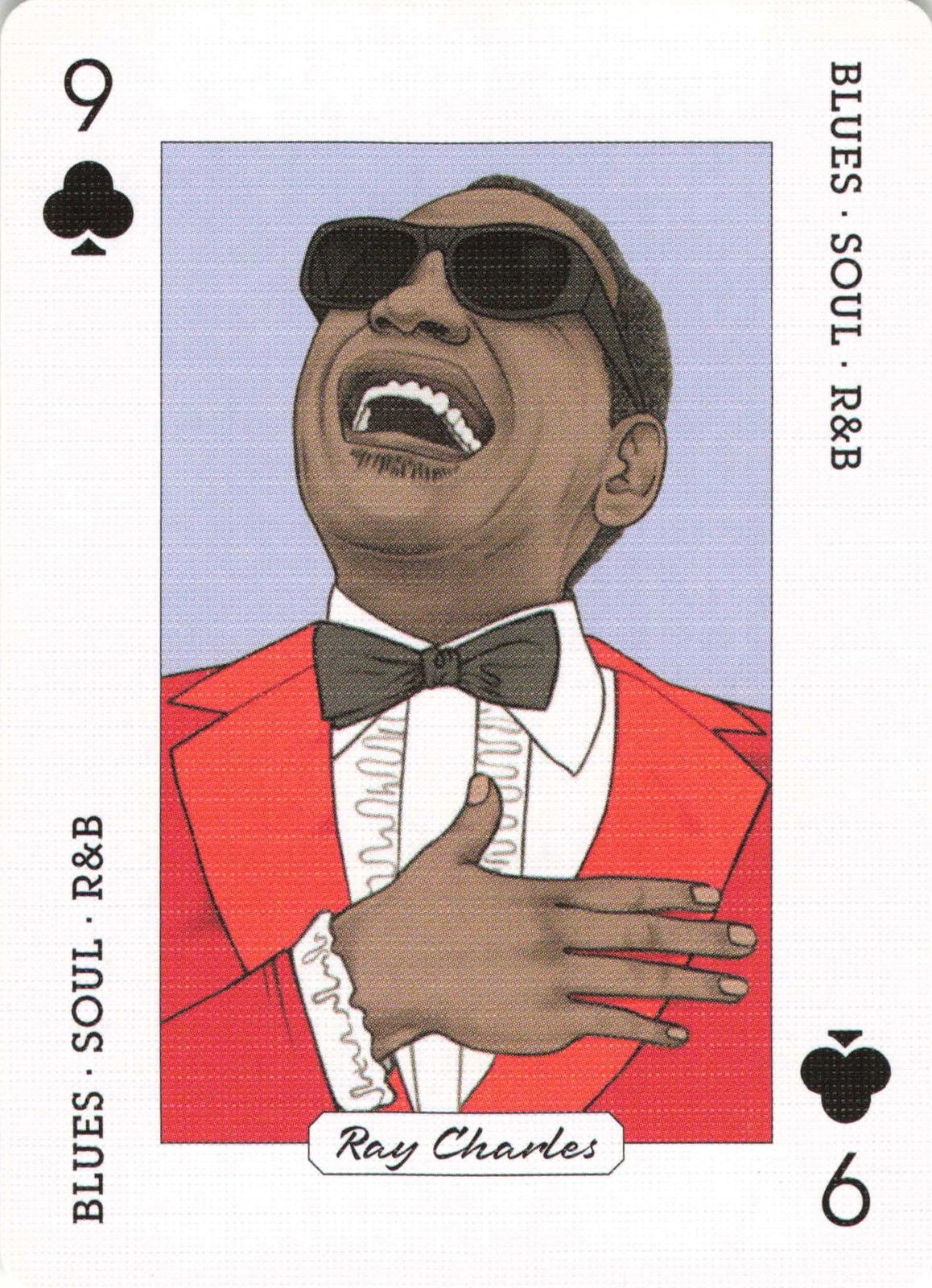 Ray Charles 9 of Clubs Playing Card Non-Sport Trading Card Music Blues Soul R&B
