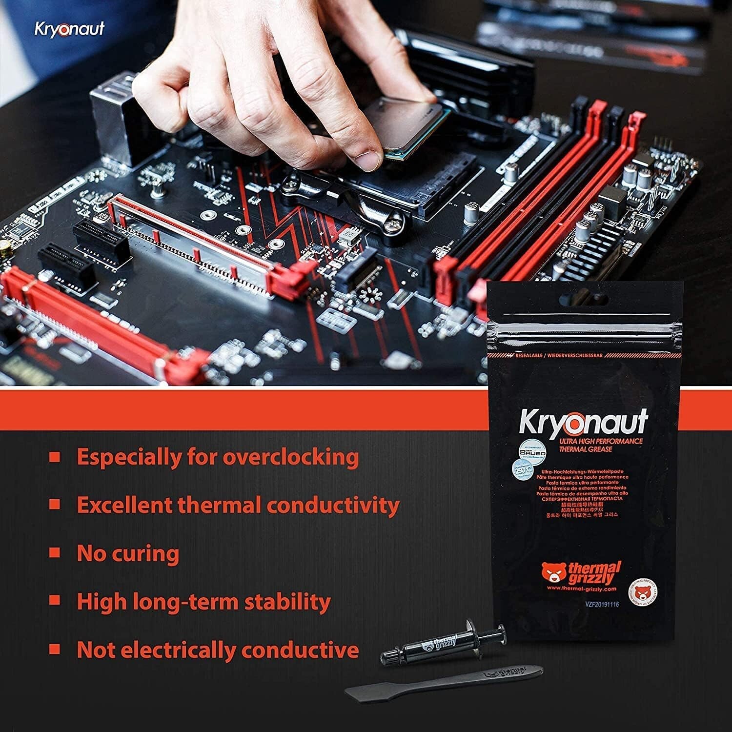 Thermal Grizzly Kryonaut - High-Performance CPU Thermal Paste (3 Pack Combo)