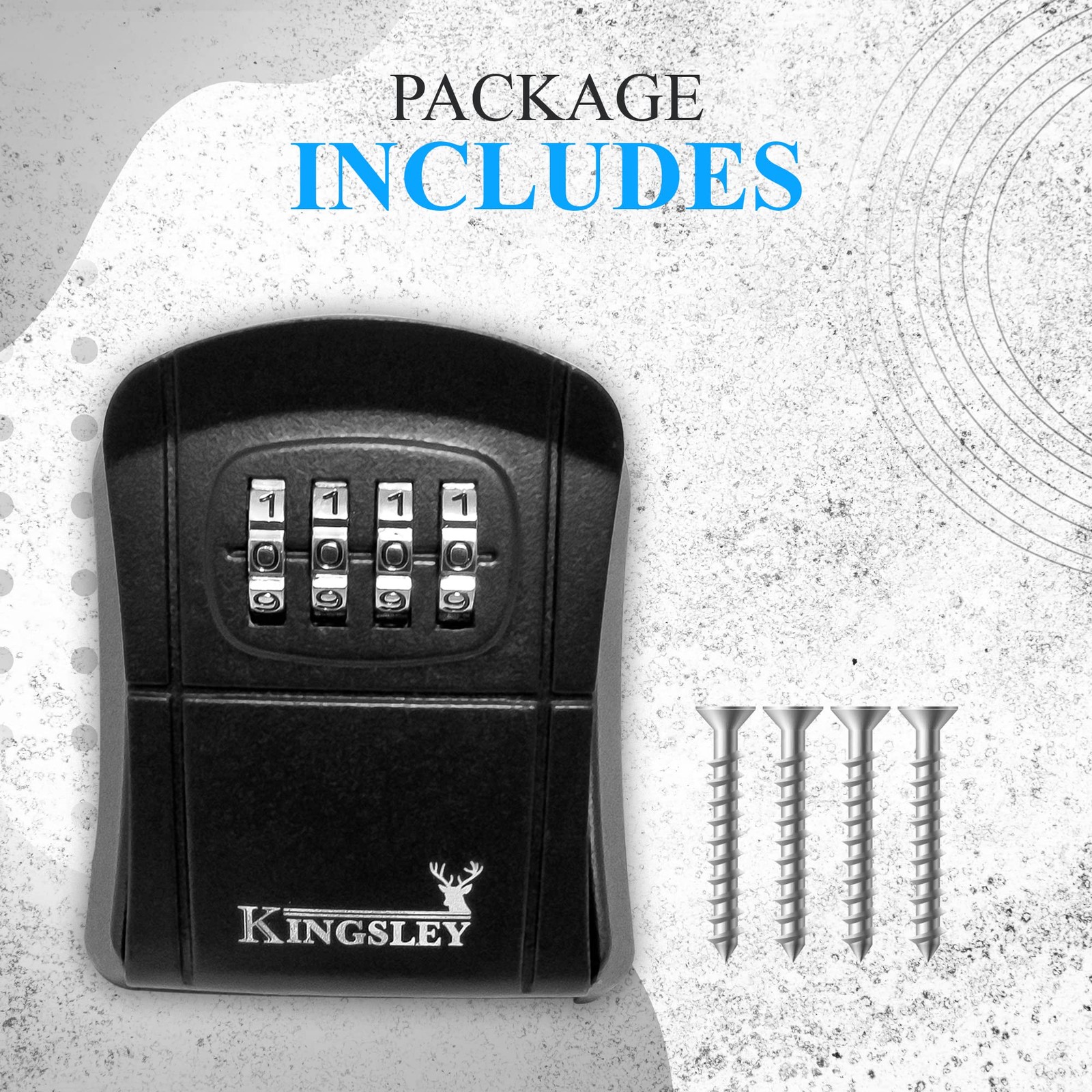 Kingsley QCH-807 Key Storage Box, Wall Mounted, Resettable Code, Water Black