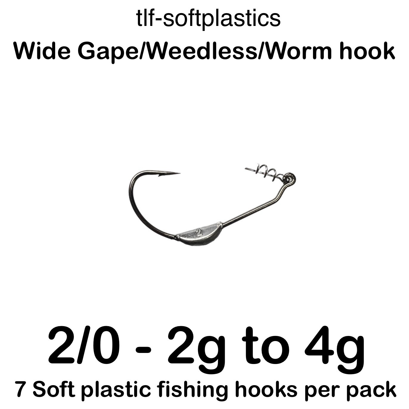 2/0 WEIGHTED WIDE GAPE WORM HOOK SOFT PLASTIC FISHING HOOK mustard vmc shape