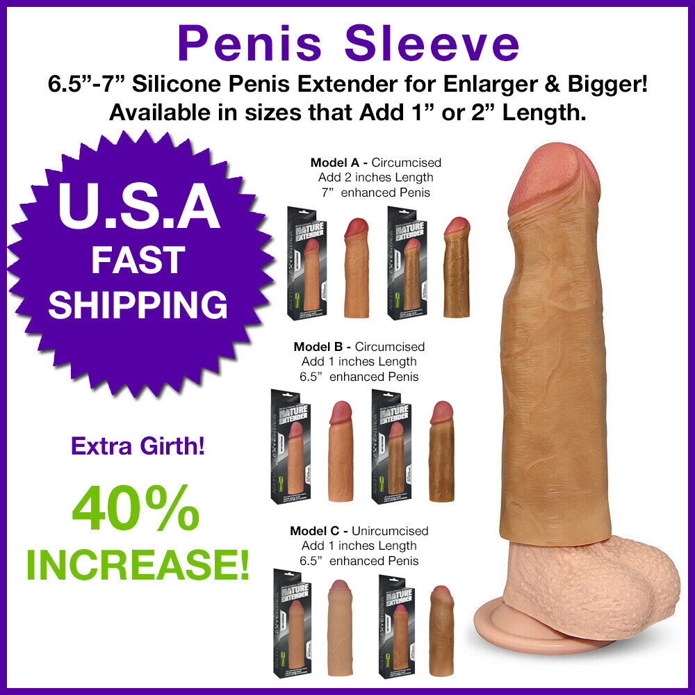 Penis Extender Sleeve Reusable Condom Soft Silicone adds Length & Girth to Penis