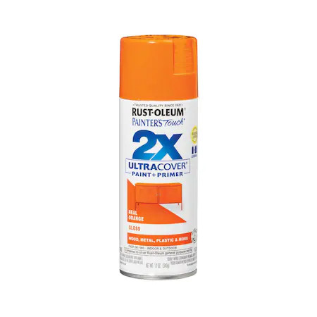 Rust-Oleum 334043 General Purpose Spray Paint, Real Orange, Gloss, Solvent, 12