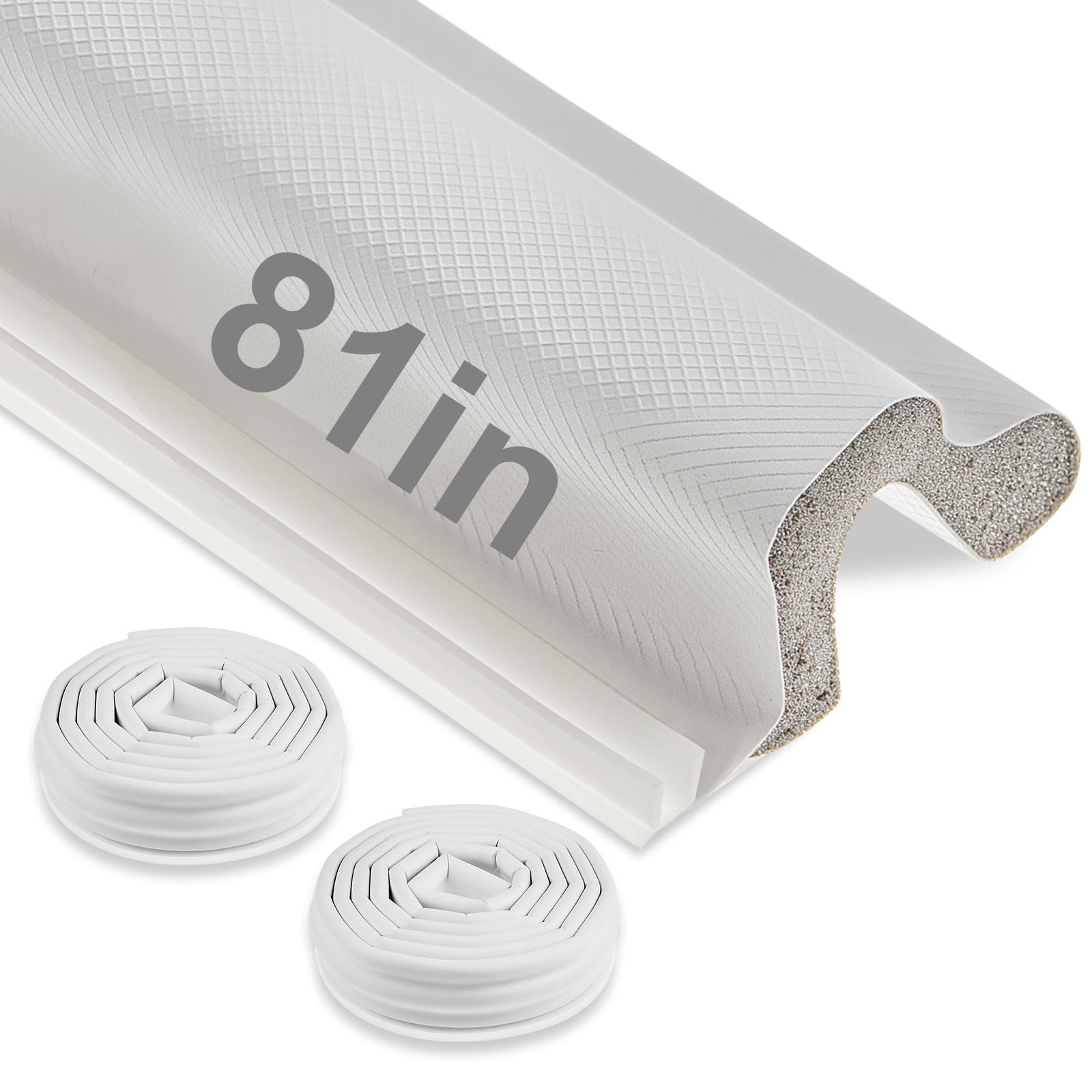 2 PCS 81 Inch 13.5 Feet White Kerf Weather Stripping Door Seal Strip Q Foam