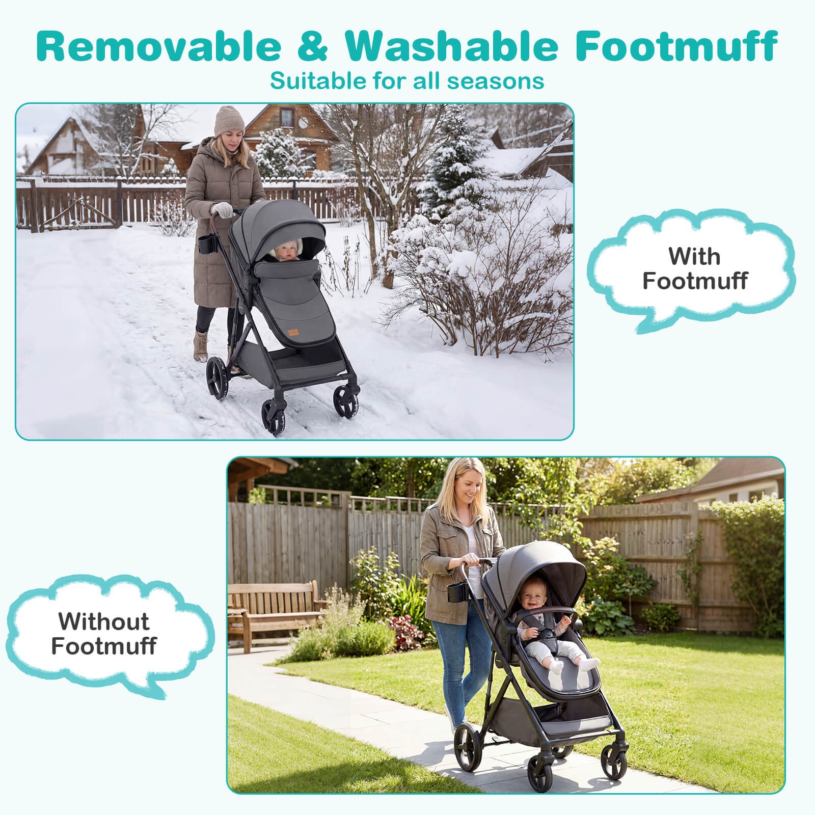2 in 1 Baby Stroller with Bassinet Mode w/Reversible Seat, Adjustable Canopy