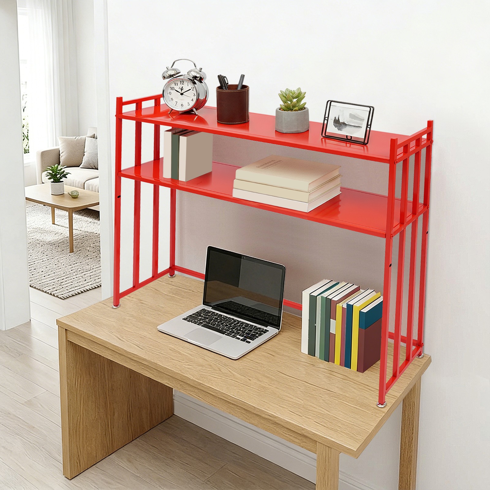 Double desk rack, desktop storage and finishing rack, iron display rack