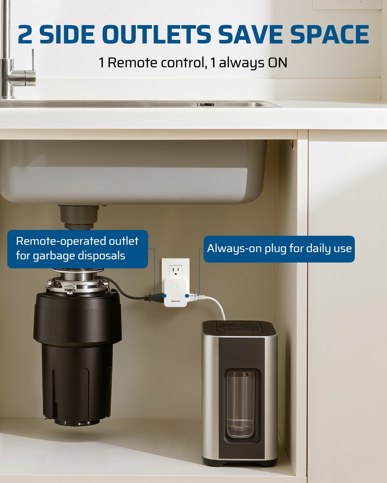 DEWENWILS Garbage Disposal Wireless Switch Kit, 15A/1875W, 100FT RF Range, Timer