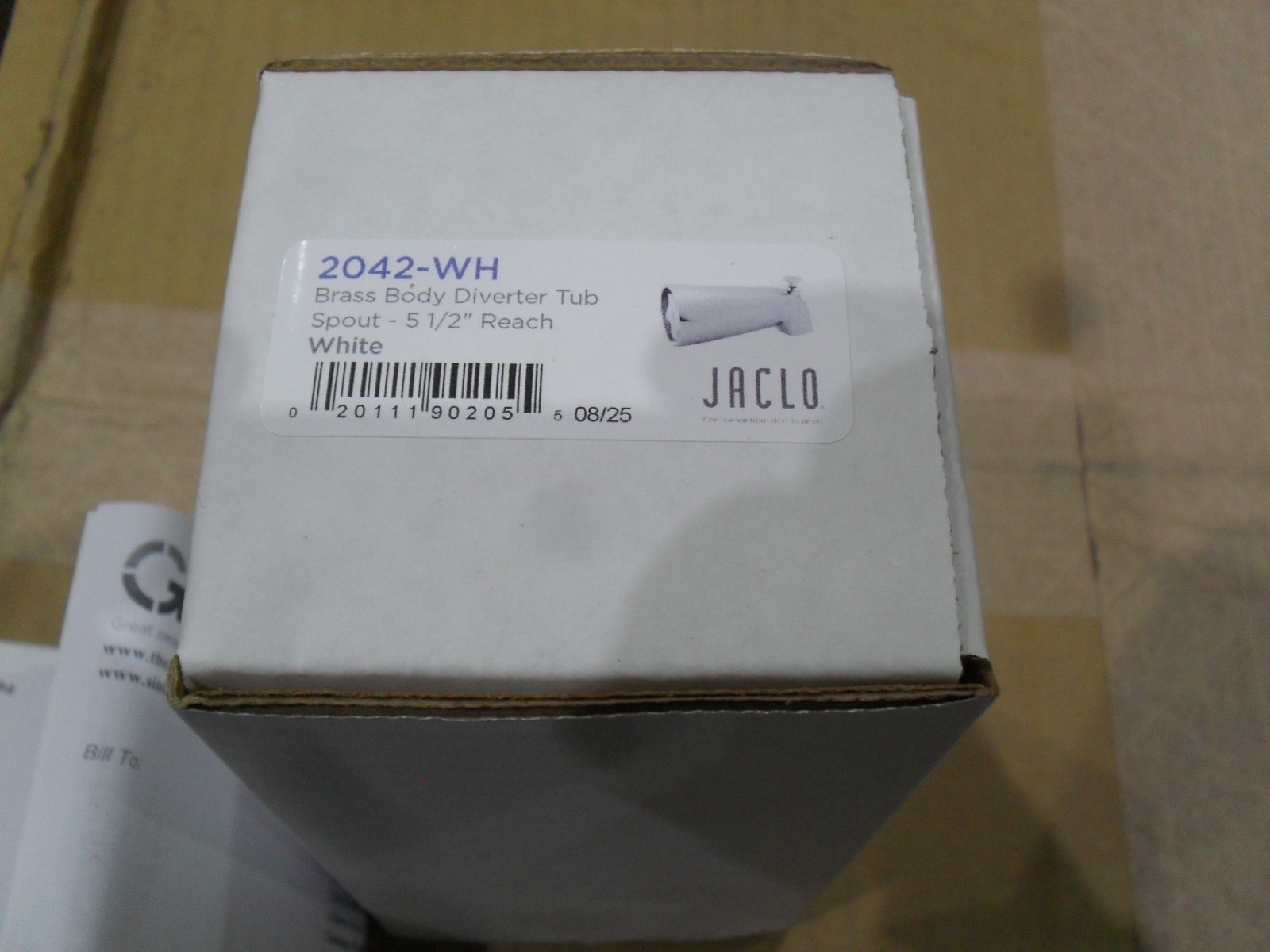 Jaclo 2042-WH Brass body diverter tub spout 5-1/2" White