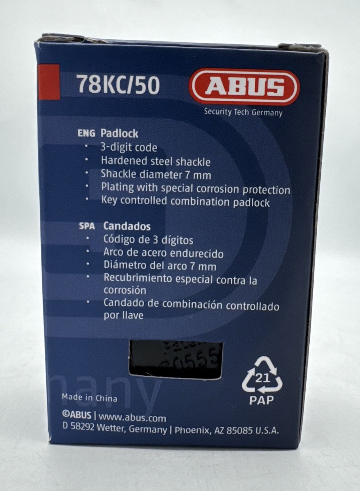 ABUS Combination Padlock 78KC/50 New In Box