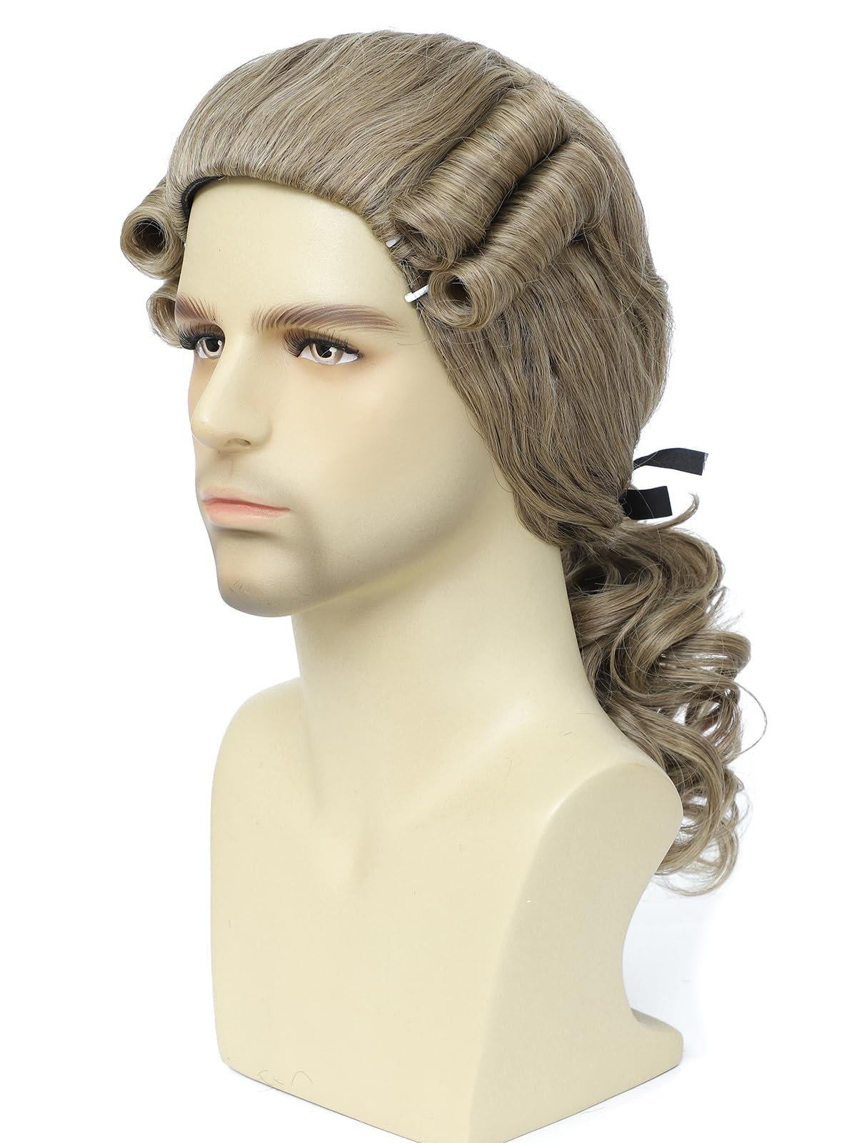 Colonial Style Mens Wig Natural Blonde Long Wavy Washington Costume