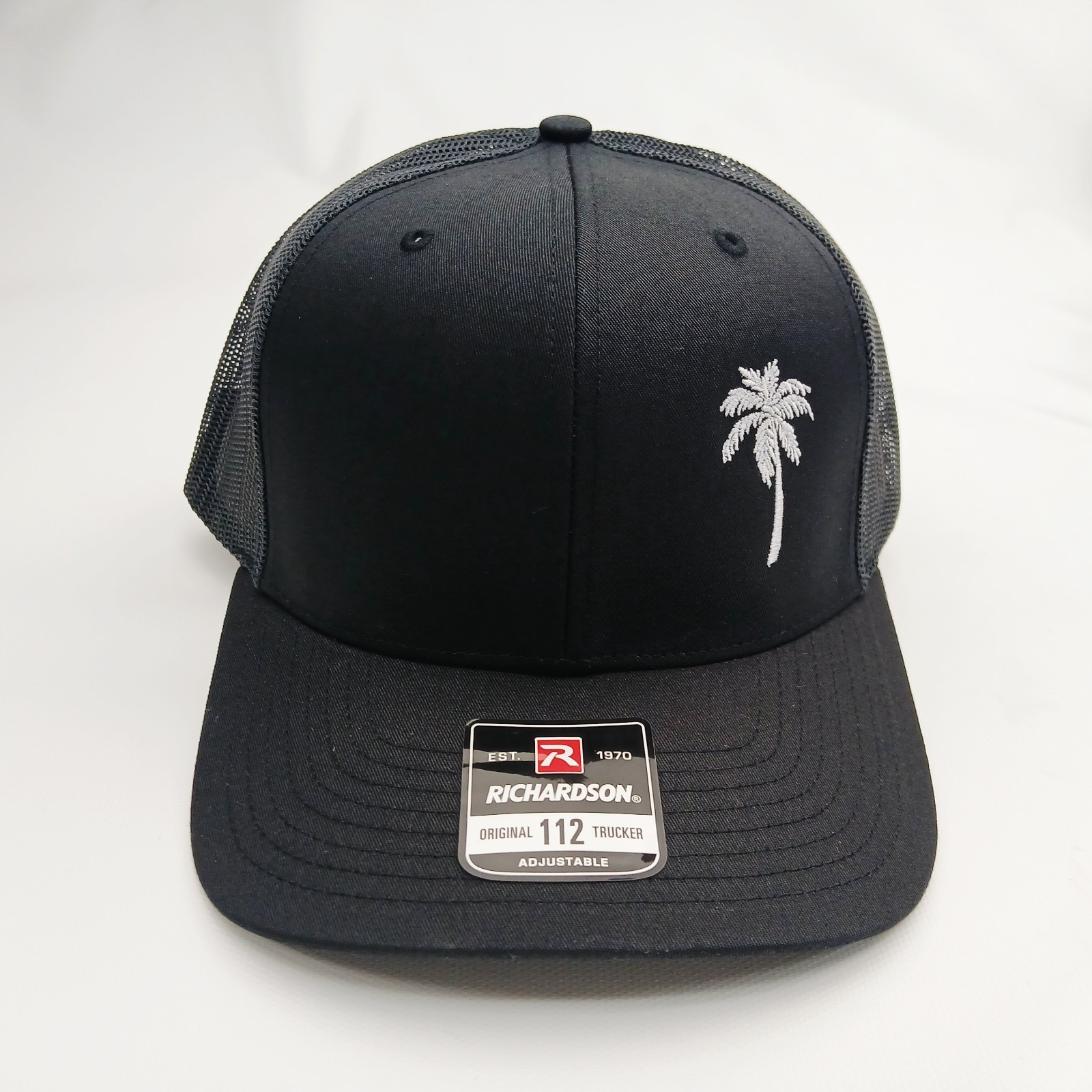 Palm Tree Off  Set Direct Embroidery Black Richardson 112 Snapback Hat Cap