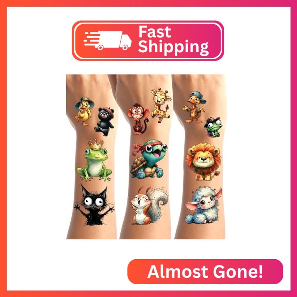 Temporary Tattoos - 30 Sheets Tattoos (Cute Animals)