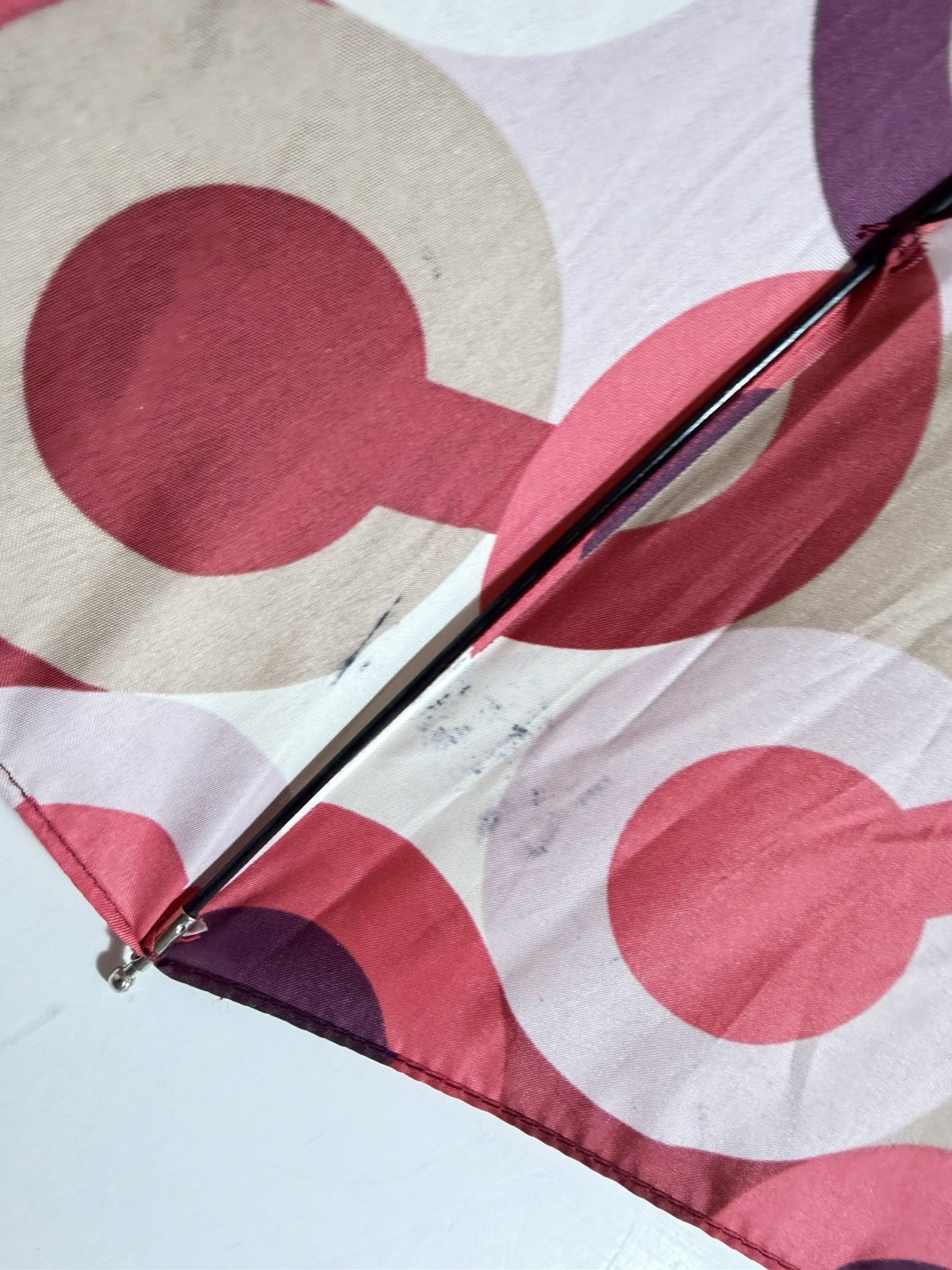 Coach Logo Compact Folding Umbrella Auto Open Red Purple Geometric Print