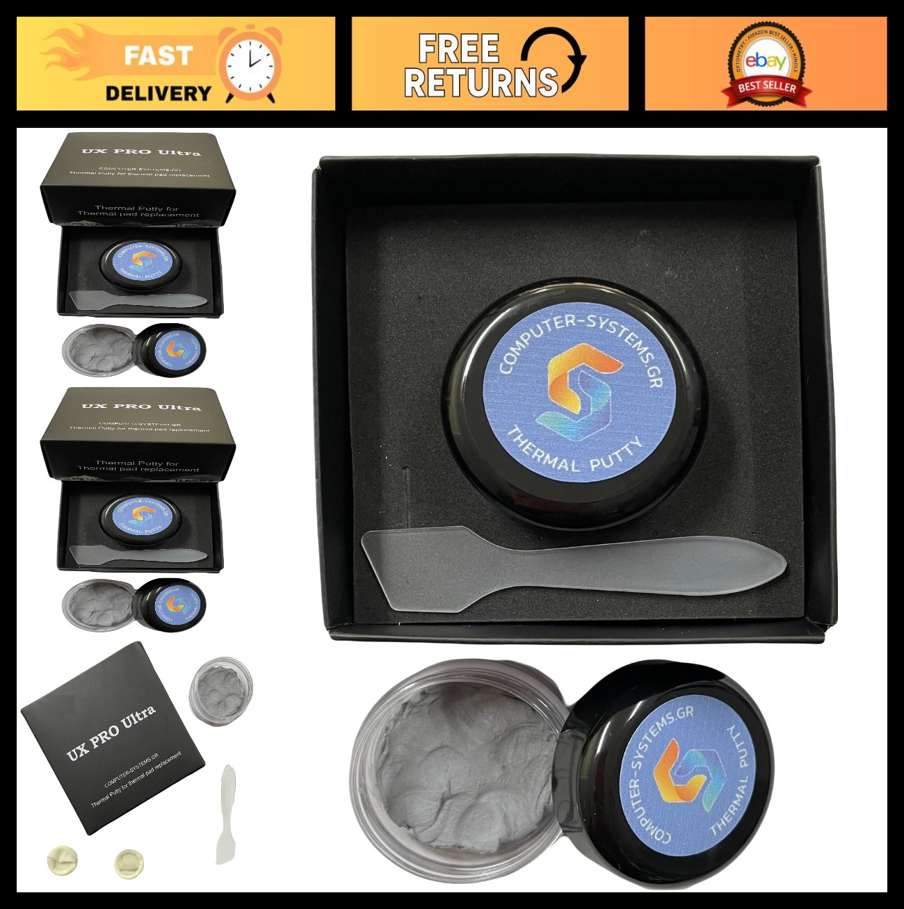 High-Performance 16.8 W/m.K Thermal Putty for GPU IC Processor Cooling - 50g