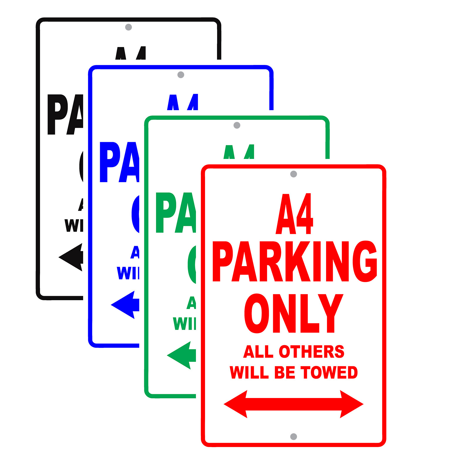 A4 Audi Car Reserved Parking Only All Others Towed Garage Aluminum Metal Sign