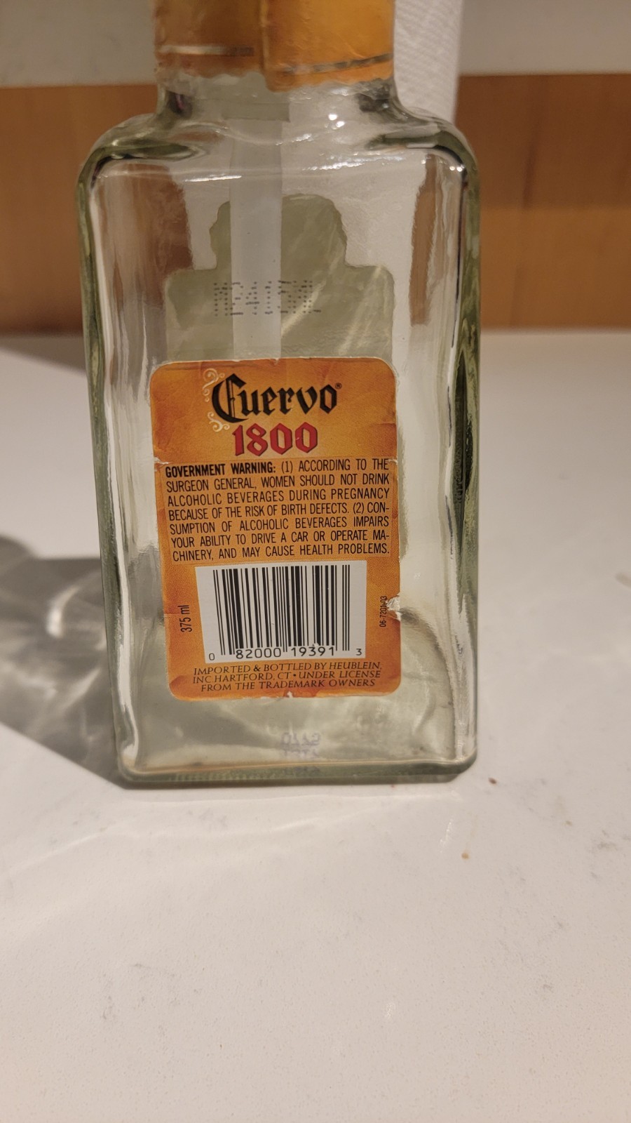 Cuervo 1800 Tequila Soap Dispenser Empty Glass Decanter Bottle 375mL
