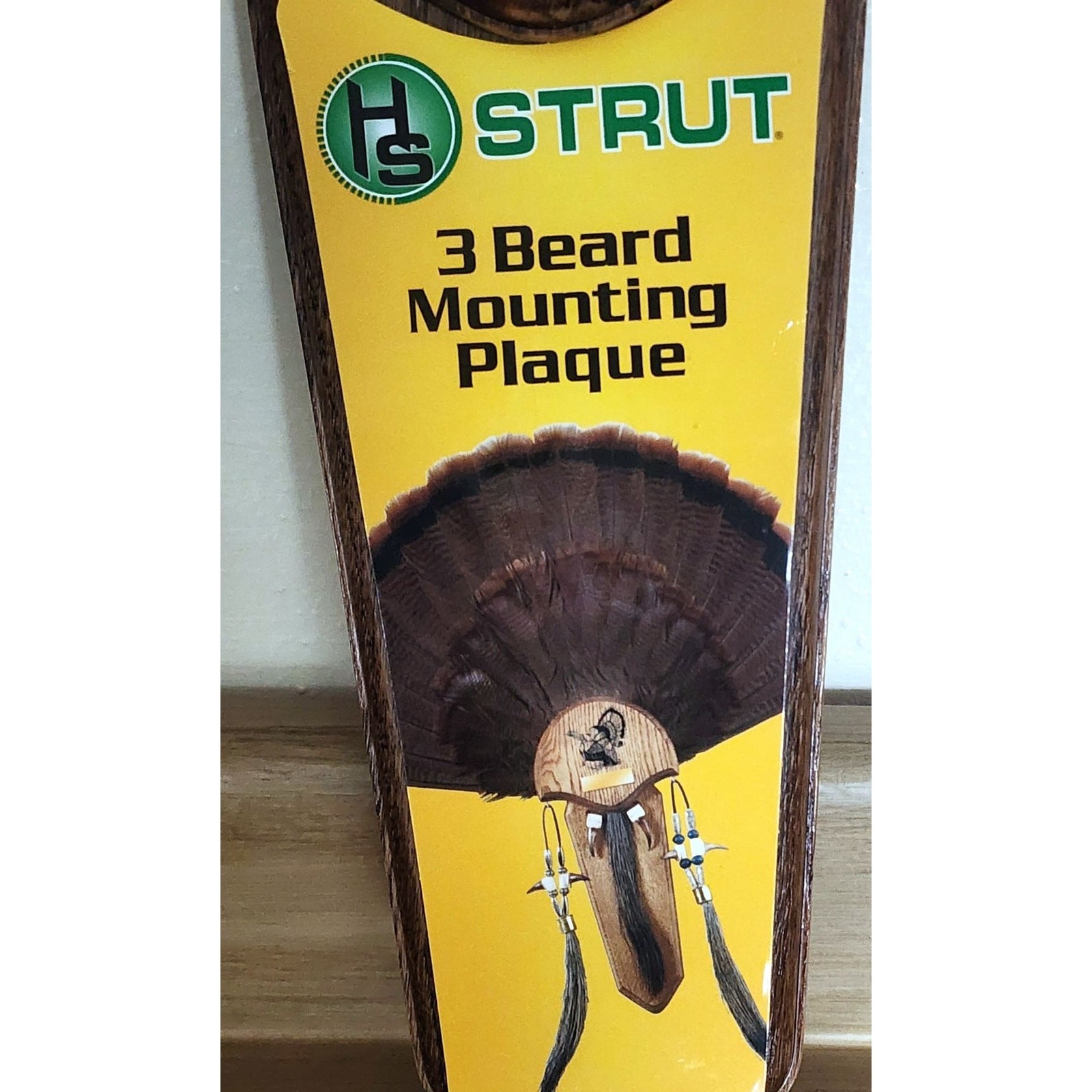 PLEASE READ HS Strut 3 Beard Mounting Plaque ONLY Turkey Game Display Wood
