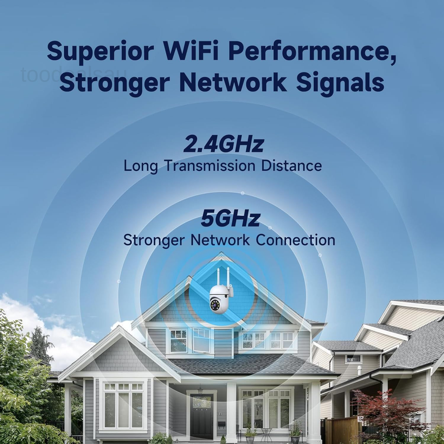 1080P Security Camera Wired, 2.4G/5G WiFi Home 1080P, White (Wall Mount)